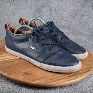 Lacoste Mens Bayliss 119 1 Blue Leather Lace Up Low Top Casual Shoes Size 10.5